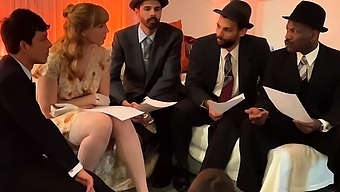 Big tits bouncing and hard nipples in a group sex party with bts